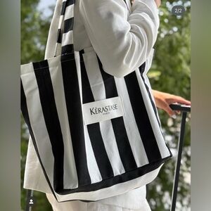 Kérastase Black/White Stripped Tote Bag